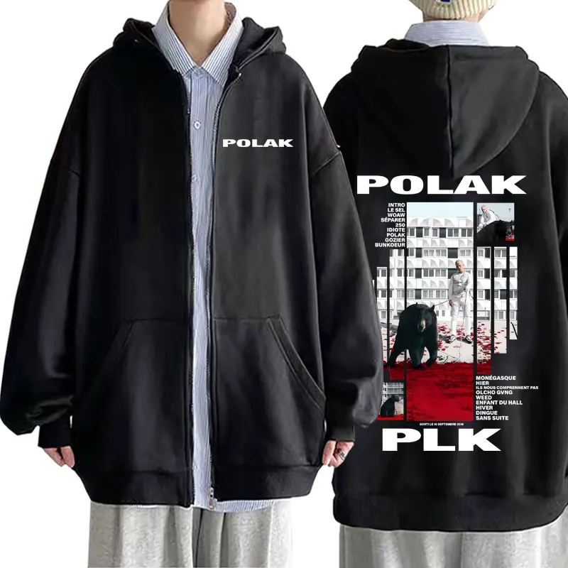 Rapper Plk Polak Print Zipper  - đánh giá và giá Mens Fashion Zip Up Hoodies