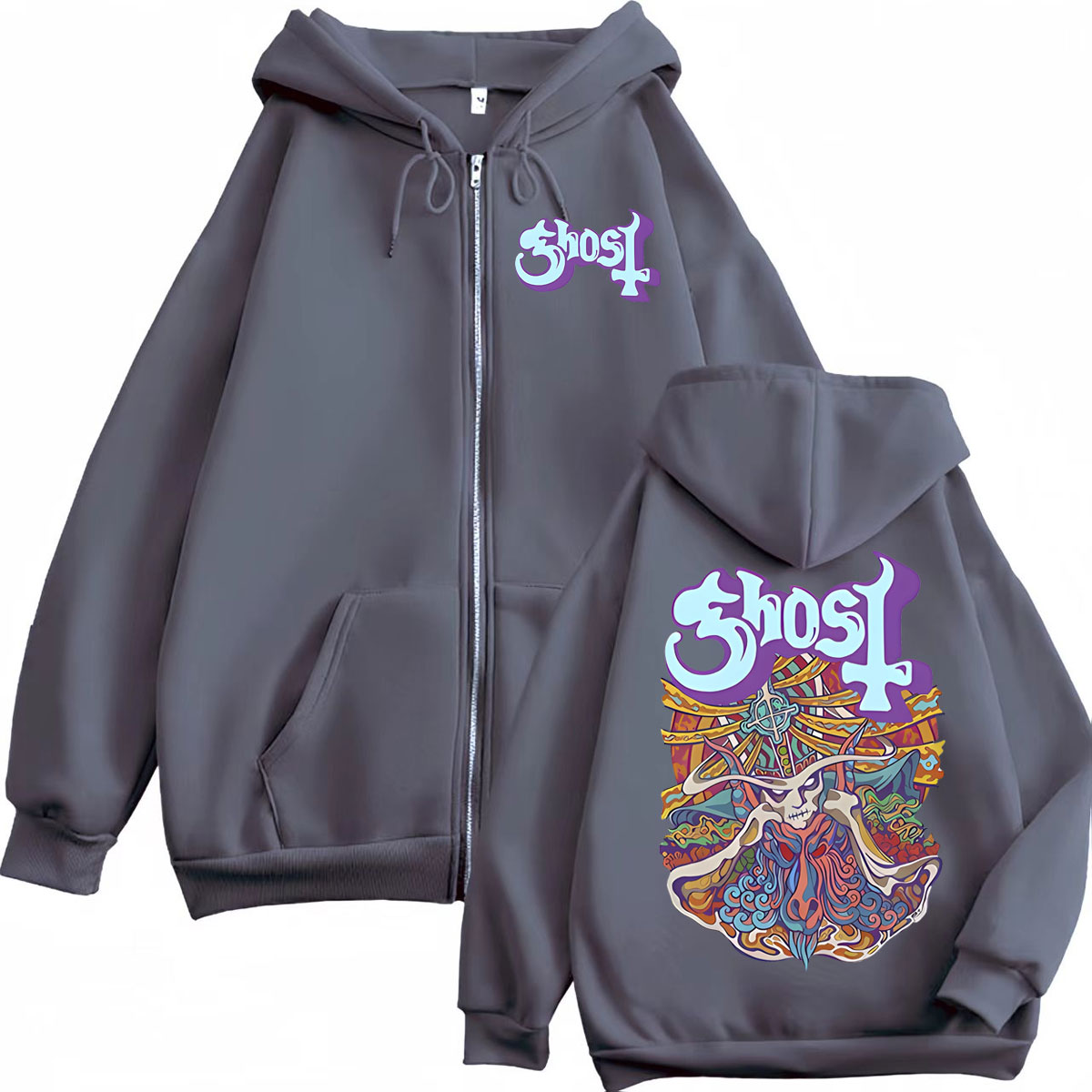 Ghost Band Graphic Zipper Hood - đánh giá và giá Mens Fashion Zip Up Hoodies