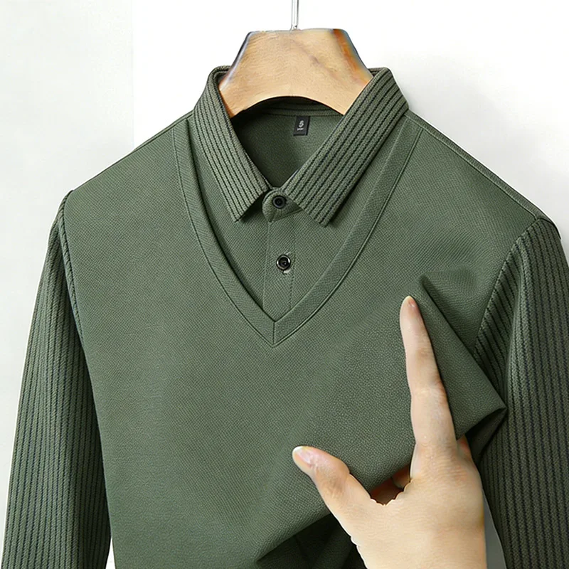 Men's Fake Two Piece Shirt Col - đánh giá và giá Mens Fashion Clothes