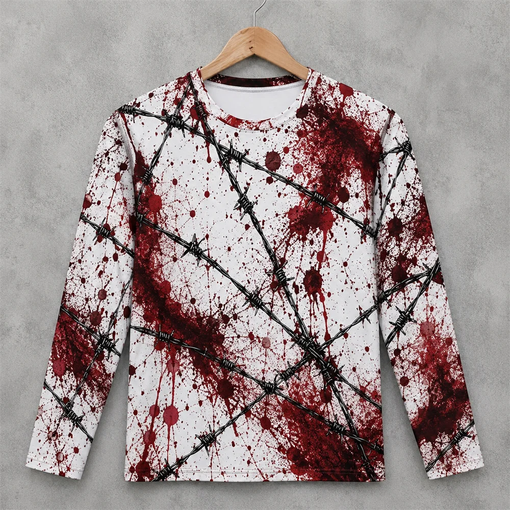 3D Print Horror Red Blood Stai - đánh giá và giá Men'S Fashion T Shirts