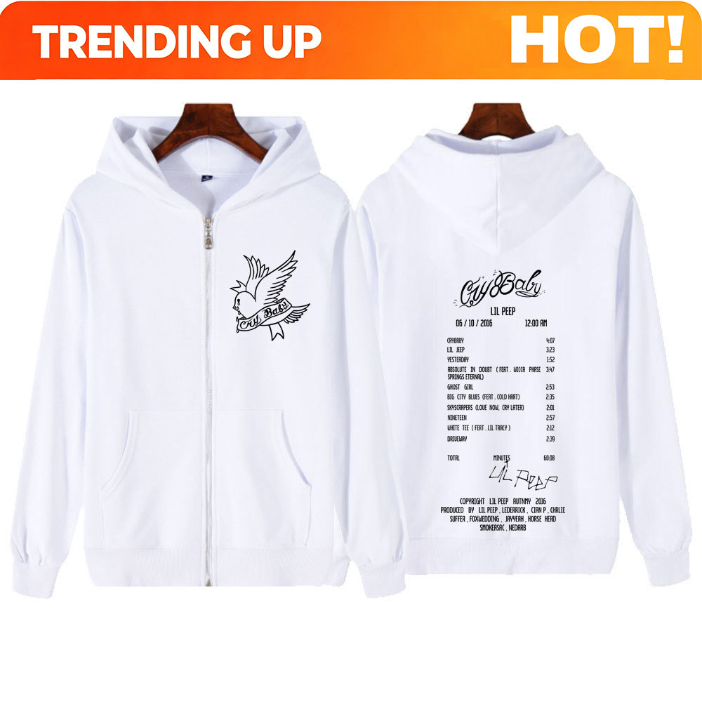 Rapper Lil Peep Cry Baby Album - đánh giá và giá Mens Fashion Zip Up Hoodies