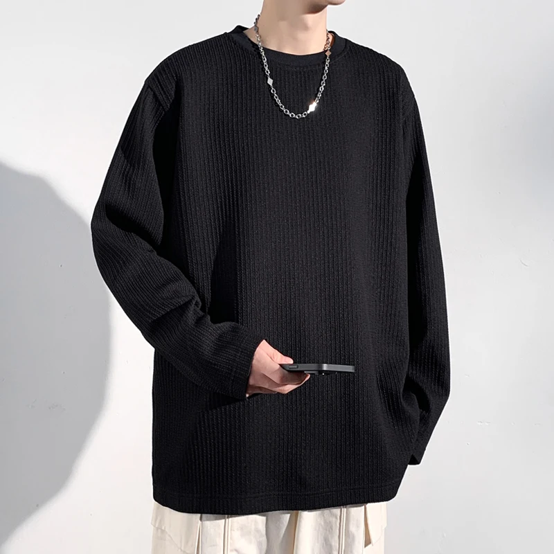 Men Ribbed Knit Crew Neck Long - đánh giá và giá Men'S Fashion T Shirts