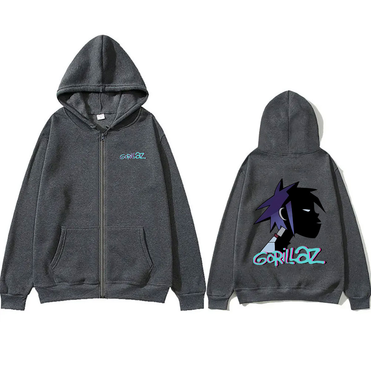 Rock Band Gorillaz Face Graphi - đánh giá và giá Mens Fashion Zip Up Hoodies