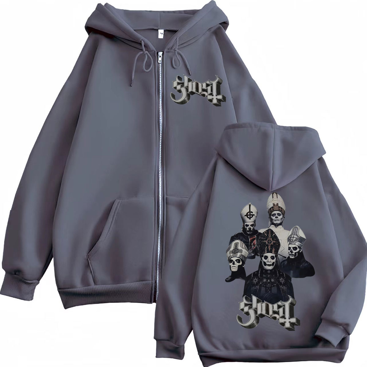 Hot Sale Ghost Band Zipper Hoo - đánh giá và giá Mens Fashion Zip Up Hoodies