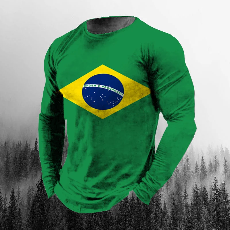 Vintage Brazilian Flag 3D Prin - đánh giá và giá Mens Fashion Clothes