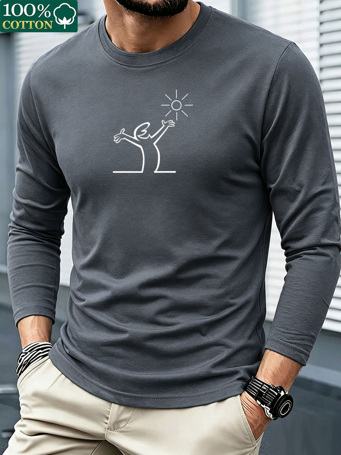 Men 100% Cotton Long Sleeve T  - đánh giá và giá Men'S Fashion T Shirts