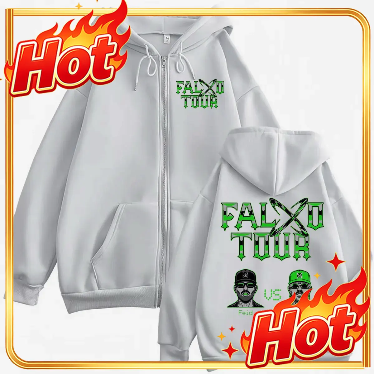 Feid Vs Ferxxo Falxxo Tour 202 - đánh giá và giá Mens Fashion Zip Up Hoodies